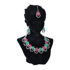 Zingme Latest Stylish Traditional Oxidised Silver Necklace Jewellery Set for Women