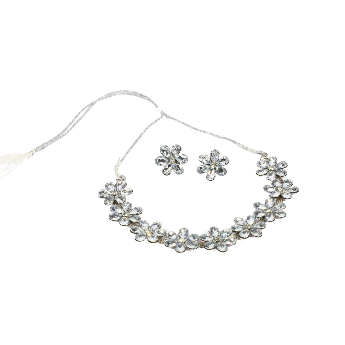 Zingme Latest Stylish Traditional Oxidised Silver Necklace Jewellery Set for Women