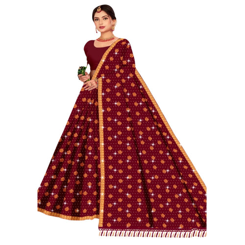 Zingme Women's Embroidered Bollywood Cotton Linen Saree - Lightweight & Elegant Traditional Wear