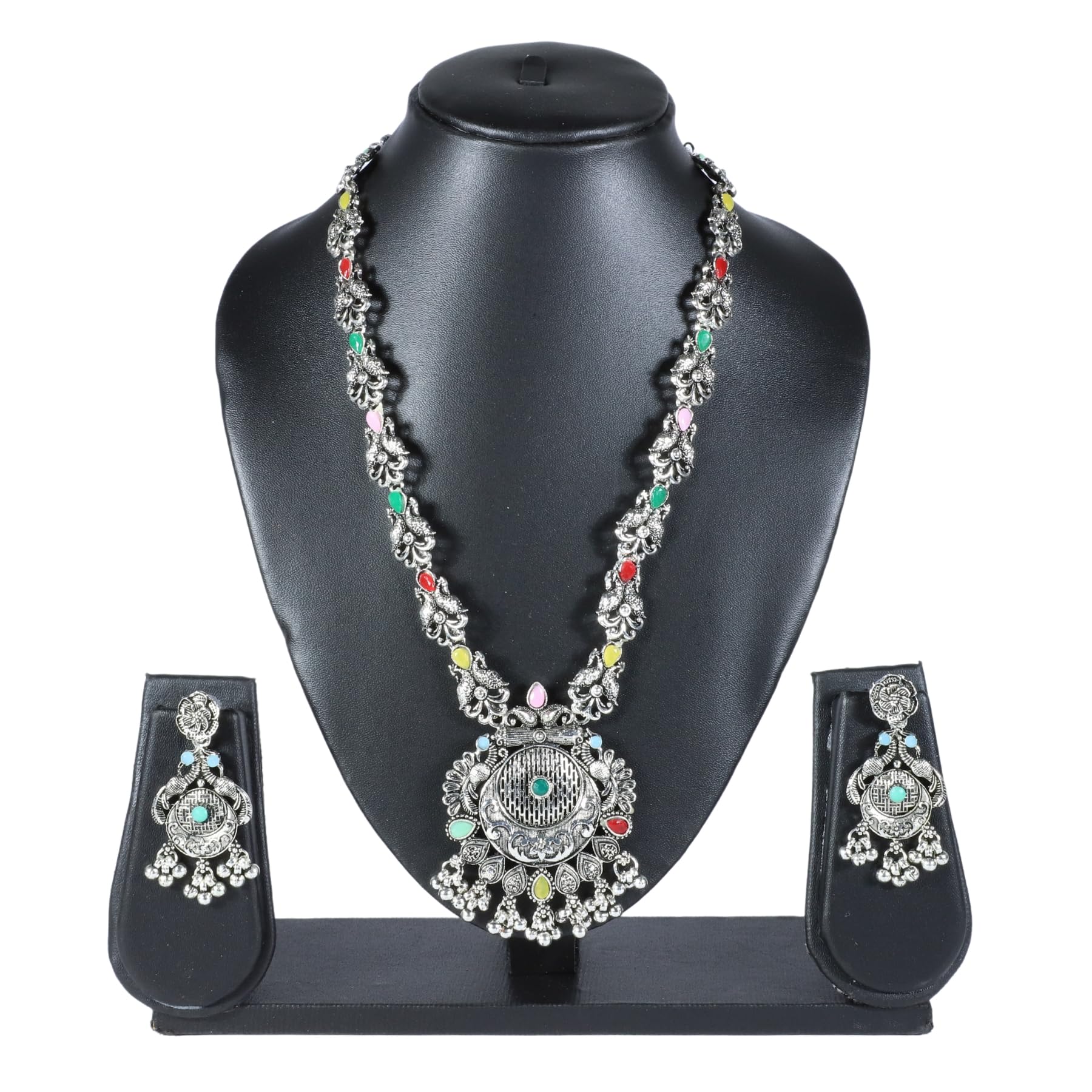 Zingme Stylish Oxidised Jewellery Long Necklace Set for Women & Girls