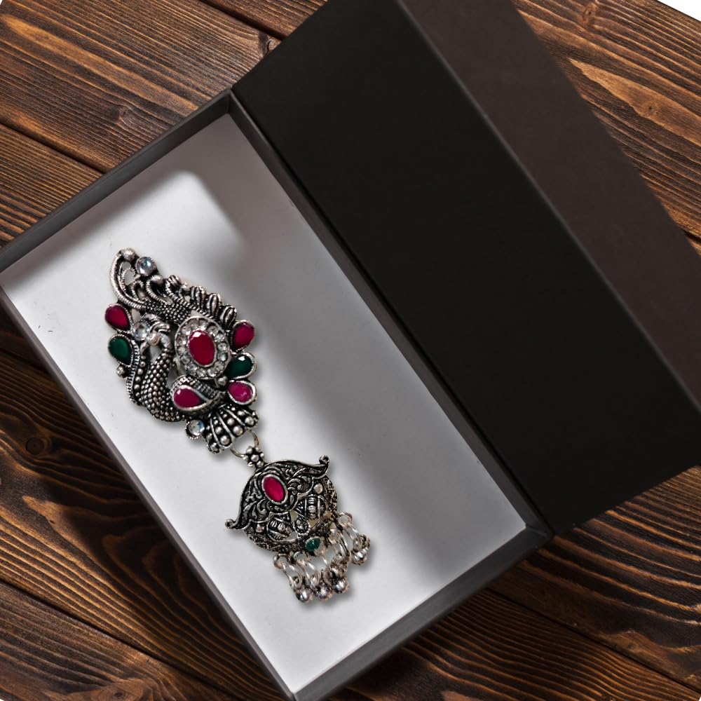 ZingMe Silver Plated Stone Studded Saree Clip Saree Accessories