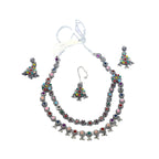 Zingme Latest Stylish Traditional Oxidised Silver Necklace Jewellery Set for Women