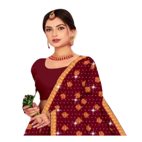 Zingme Women's Embroidered Bollywood Cotton Linen Saree - Lightweight & Elegant Traditional Wear