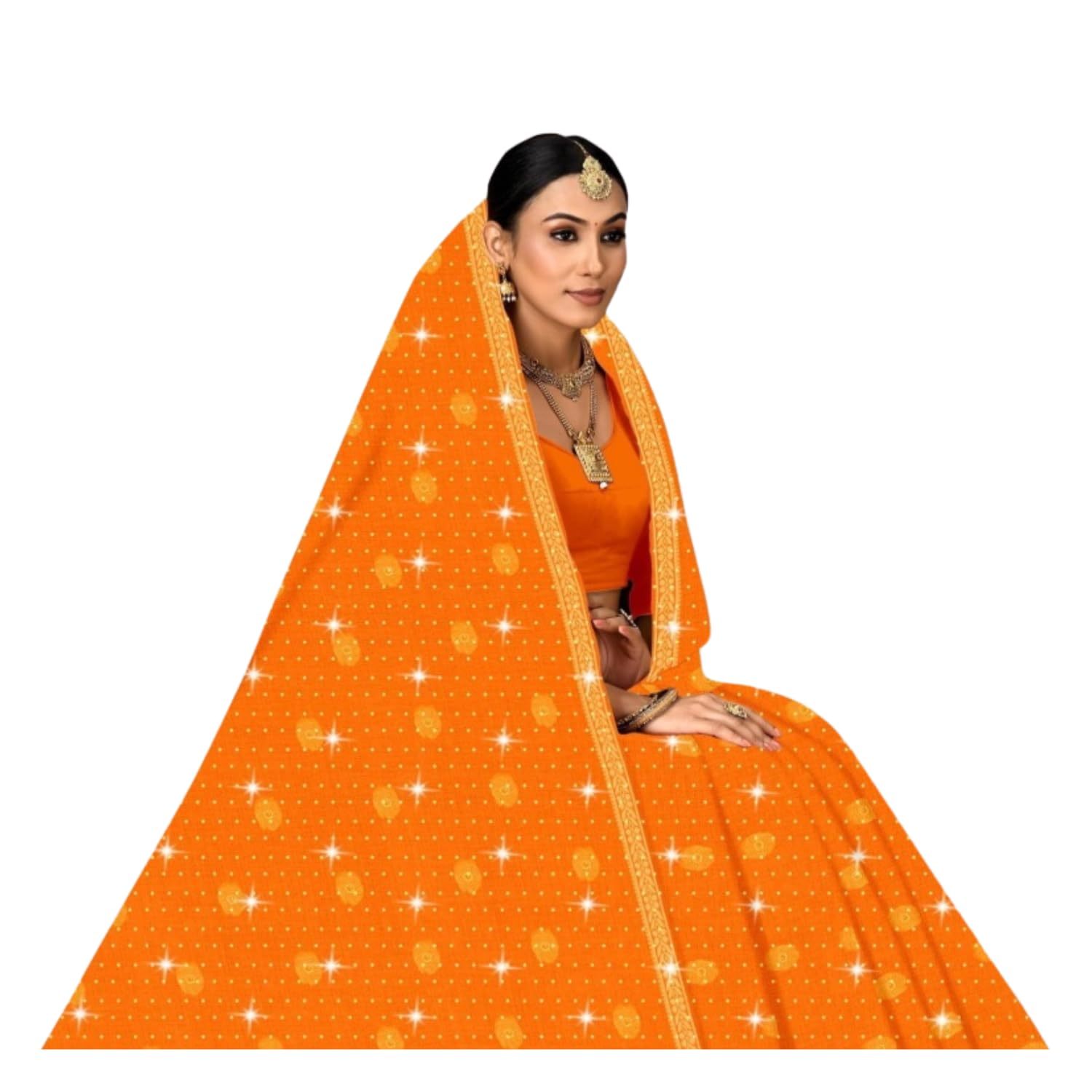 Zingme Women's Embroidered Bollywood Cotton Linen Saree - Lightweight & Elegant Traditional Wear