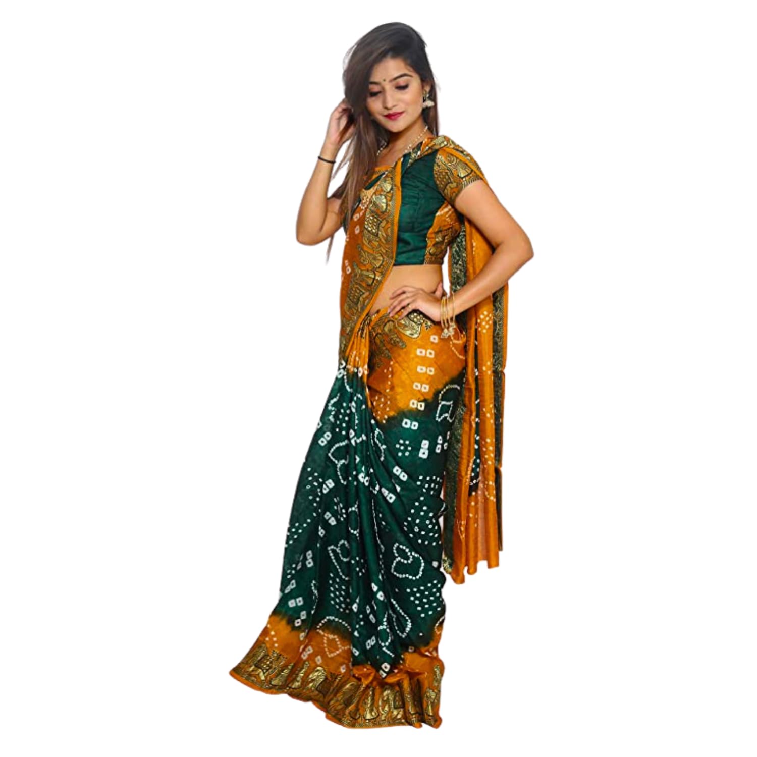 Zingme Women's Banarasi Silk Blend Saree with Blouse Piece - Elegant Traditional Ethenic Wear for Special Occasions
