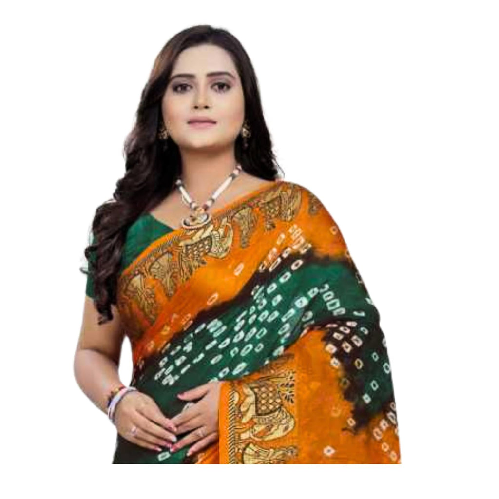 Zingme Elegant Art Silk Bandhani Saree – Traditional Indian Ethnic Wear for Festive Occasions