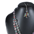 Zingme Latest Stylish Traditional Oxidised Silver Necklace Jewellery Set for Women