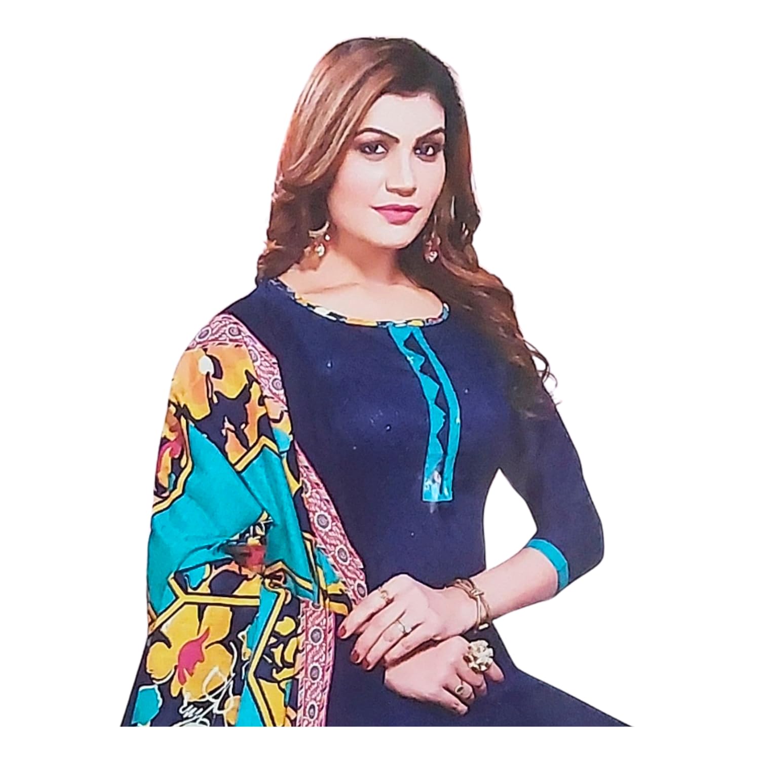 Zingme Unstitched Satin Salwar Suit Material - Embroidered & Self-Design Fabric for Women