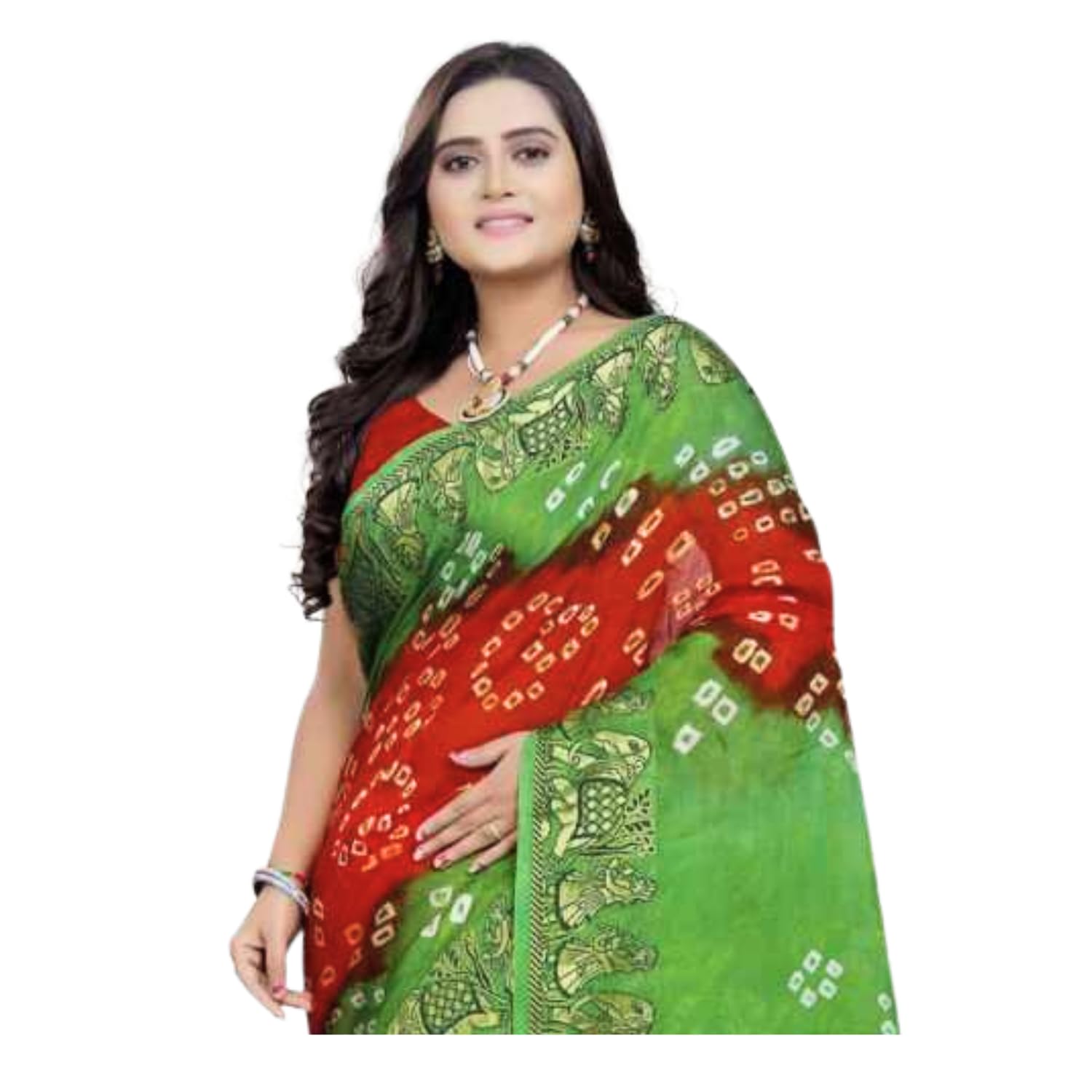 Zingme Elegant Art Silk Bandhani Saree – Traditional Indian Ethnic Wear for Festive Occasions