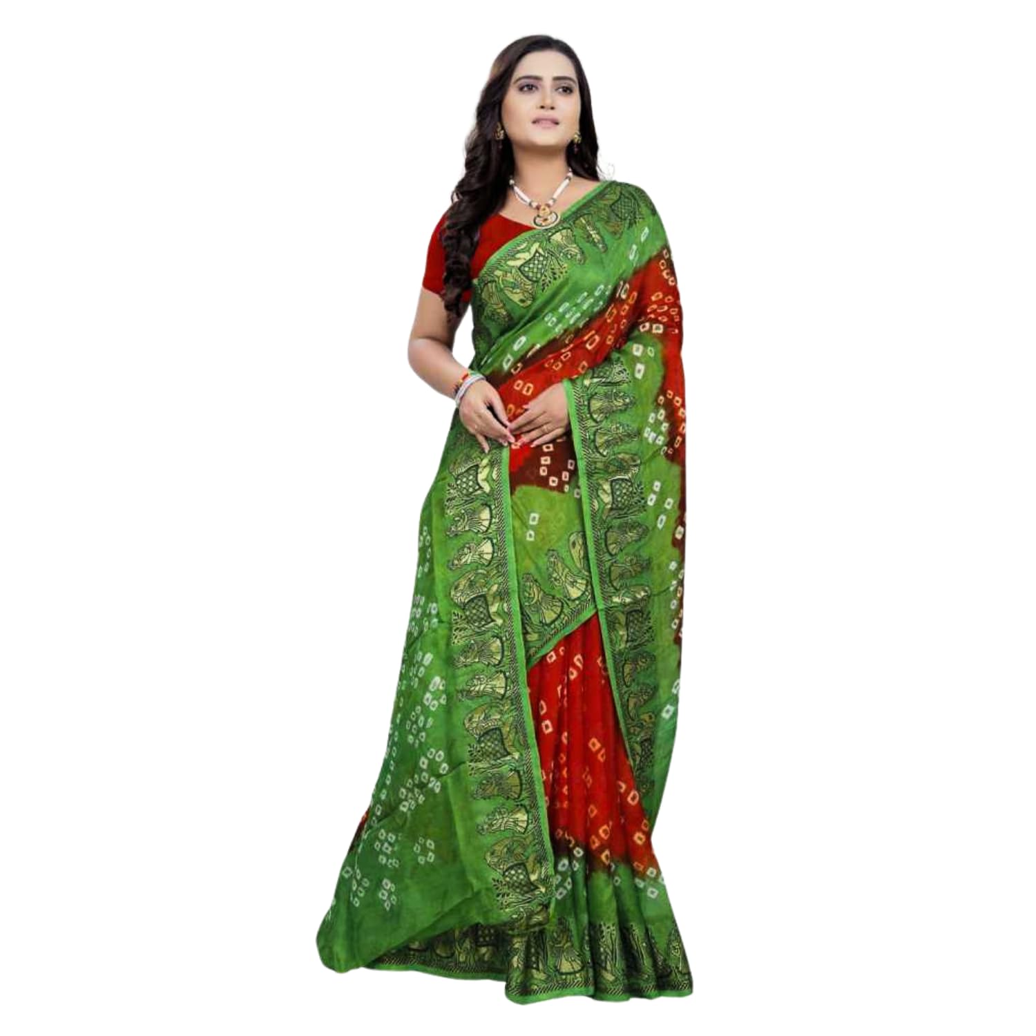 Zingme Elegant Art Silk Bandhani Saree – Traditional Indian Ethnic Wear for Festive Occasions